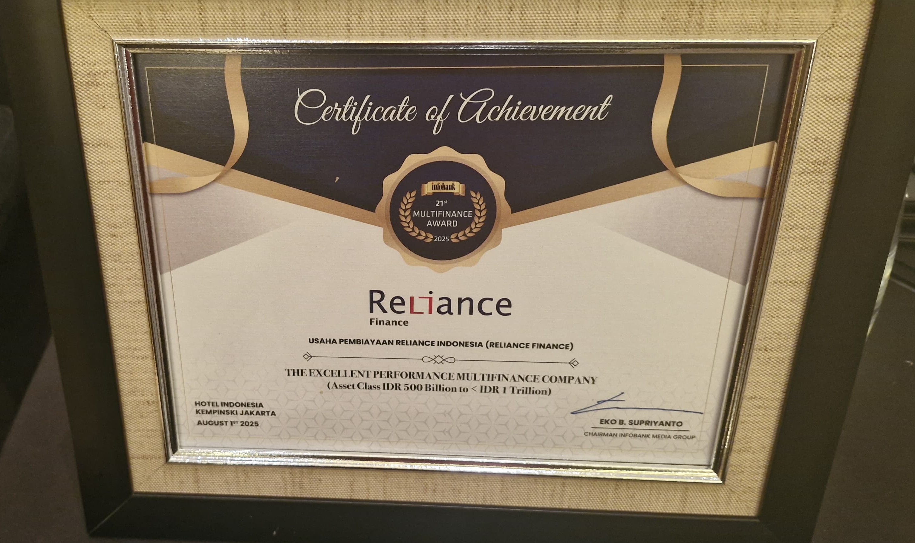 The Excellent Performance Multifinance Company (asset class IDR 500 billion to < IDR 1 trillion) by Infobank